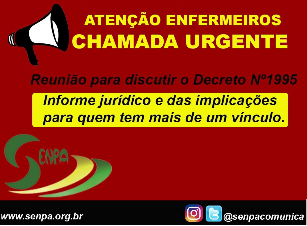 Contra decreto do governo do Pará, Senpa convoca enfermeiros para reunião