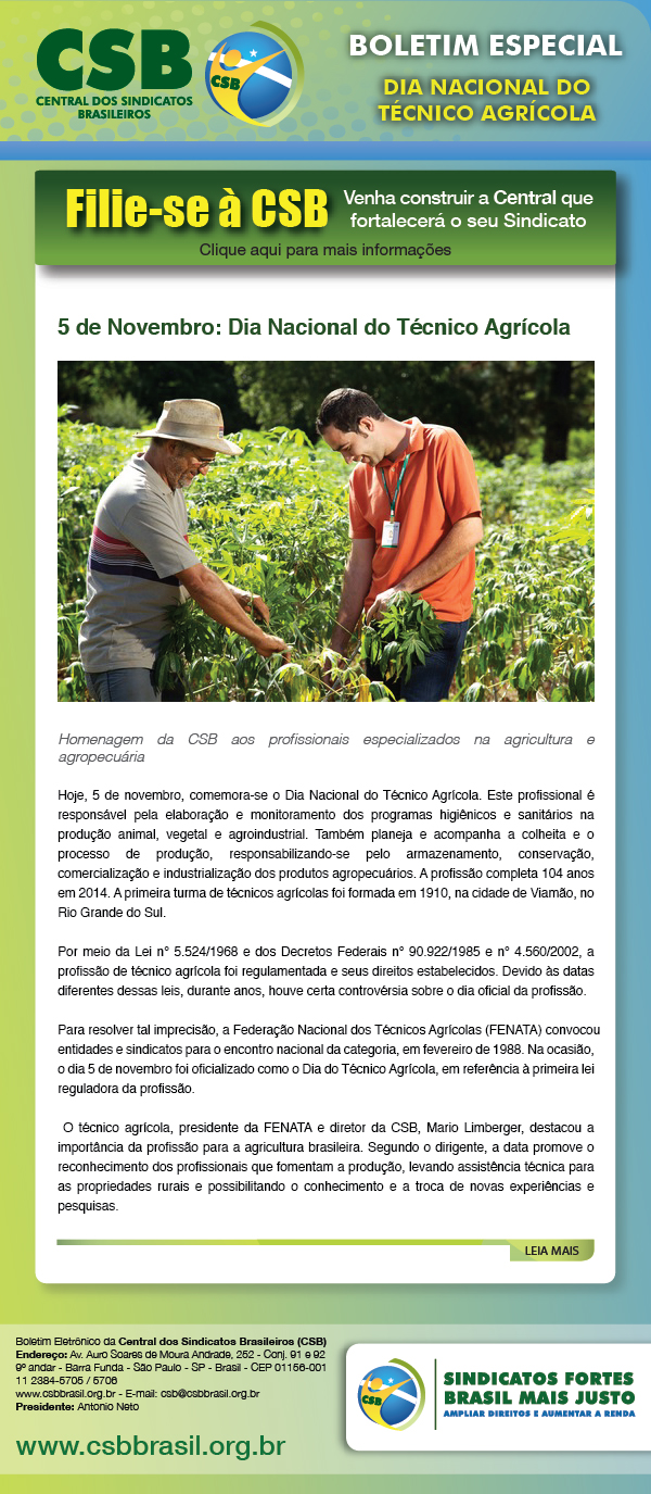 5 de Novembro: Dia Nacional do Técnico Agrícola