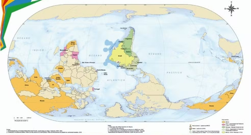 mapa mundi brasil no centro